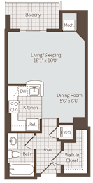 Studio, 1 bath, 478 sqft, $2,049