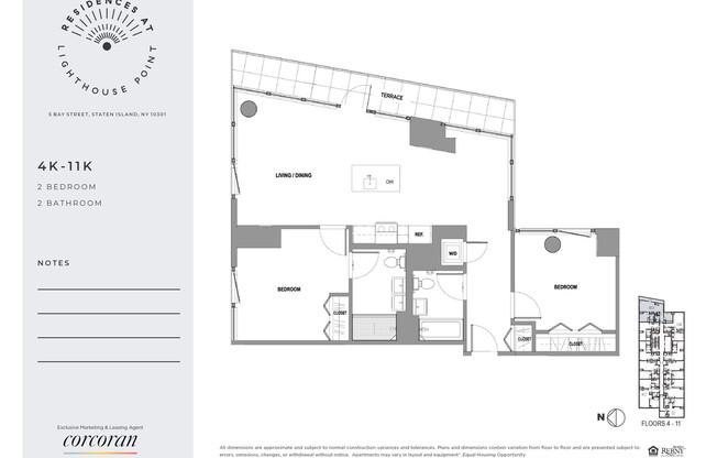 2 beds, 2 baths, $4,754, Unit 6K
