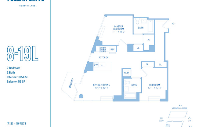 2 beds, 2 baths, 1,054 sqft, $3,338, Unit E12L