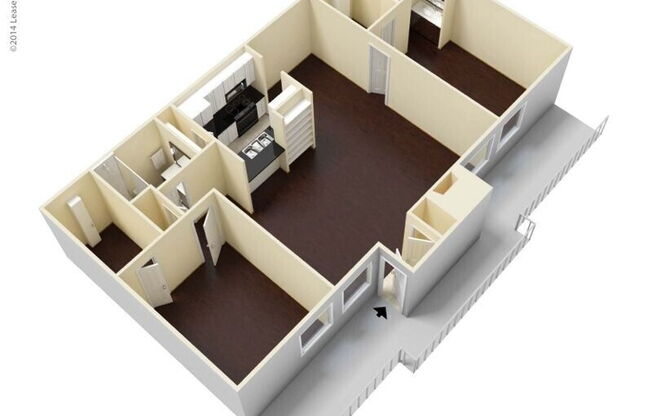 2 beds, 2 baths, 1,158 sqft, $1,540