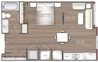 Studio, 1 bath, 560 sqft, $1,725