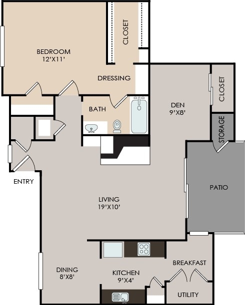 1 bed, 1.5 baths, 952 sqft, $760