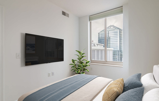 Bedroom with hard surface flooring