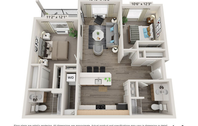 2 beds, 2 baths, 896 sqft, $2,315