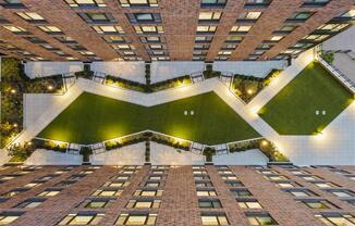 Aerial View Of Courtyard at The Brick of Hackensack, New Jersey