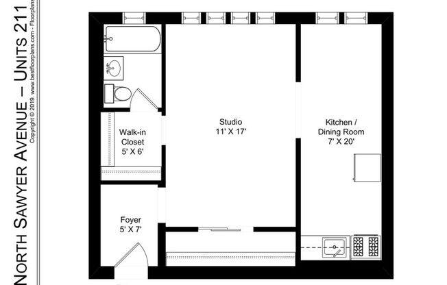 Studio, 1 bath, 547 sqft, $1,495, Unit Sawyer-311