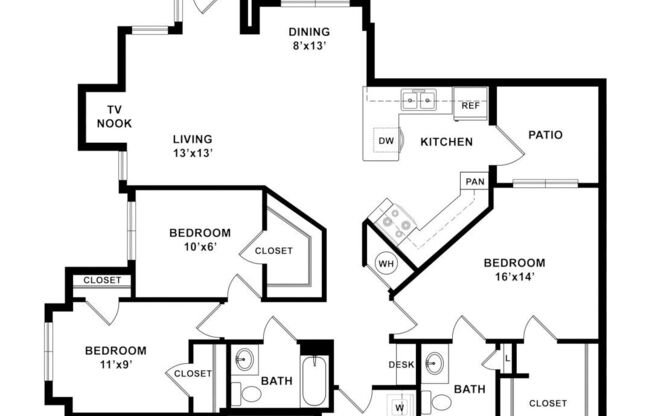 3 beds, 2 baths, 1,398 sqft, $1,676