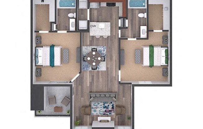 2 beds, 2 baths, 984 sqft, $1,699