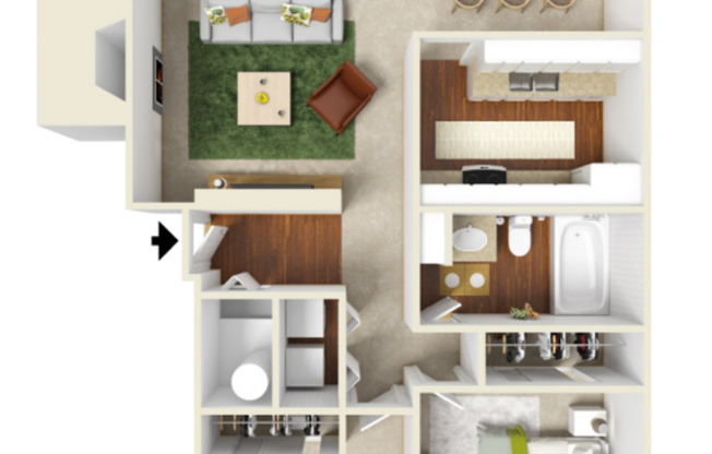 2 beds, 1 bath, 922 sqft, $1,518