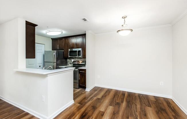 a room with a hard wood floor