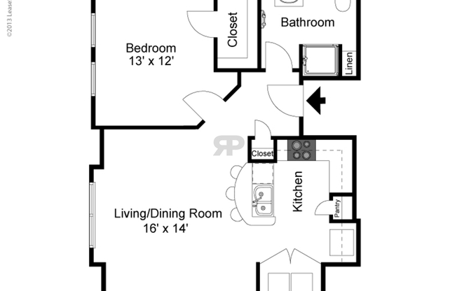 1 bed, 1 bath, 727 sqft, $1,401