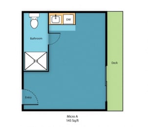 Studio, 1 bath, 145 sqft, $895