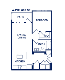 1 bed, 1 bath, 689 sqft, $1,474