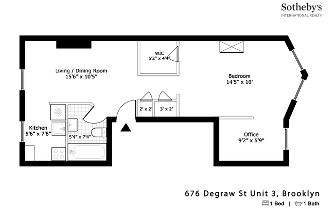 1 bed, 1 bath, $2,500, Unit 3