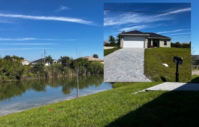 Waterfront property on the fresh water canal. Brand new construction 4 bedroom/2 bath concrete block home in sought-after Northwest Cape Coral.