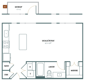 Studio, 1 bath, 620 sqft, $1,318