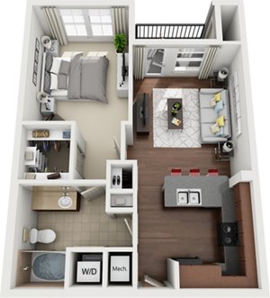 1 bed, 1 bath, 682 sqft, $1,302
