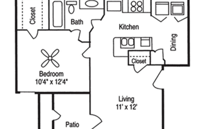 1 bed, 1 bath, 571 sqft, $1,075