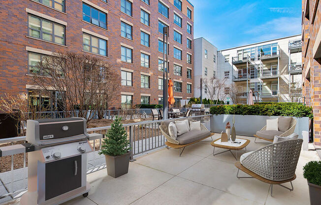 Spacious, Landscaped Patio and Private Courtyard at The Madison at Racine, Illinois