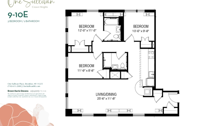 3 beds, 2 baths, $6,200, Unit 9E