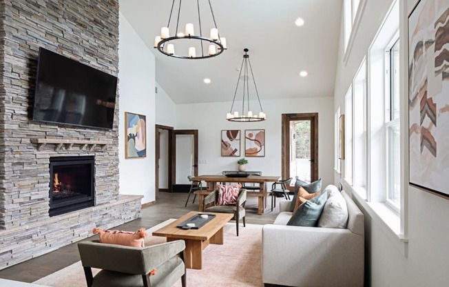 South Ridge Apartments Clubhouse Lounge with Fireplace