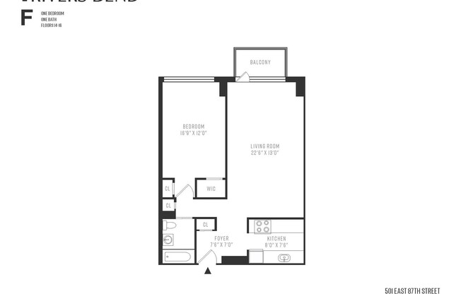 1 bed, 1 bath, $6,100, Unit 16F