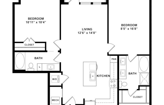 2 beds, 2 baths, 1,141 sqft, $1,915