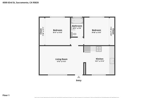 2 beds, 1 bath, 850 sqft, $1,600, Unit 4554