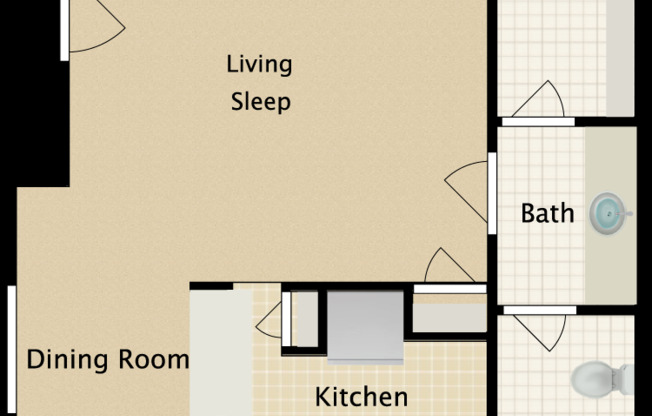 Studio, 1 bath, 463 sqft, $790