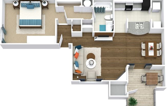 1 bed, 1 bath, 822 sqft, $1,606, Unit 20-107