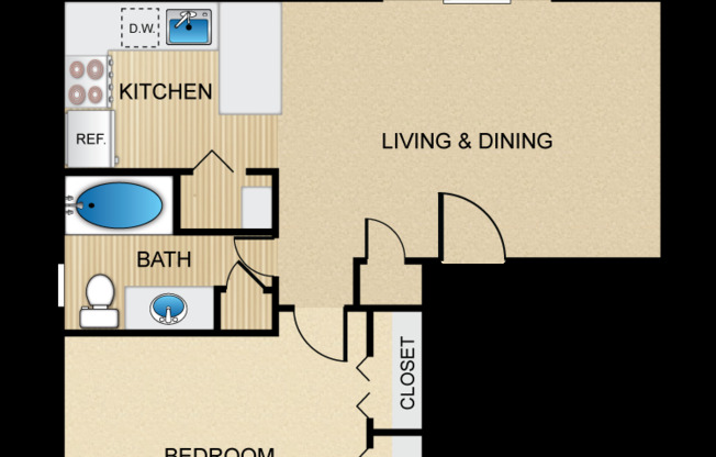 1 bed, 1 bath, 680 sqft, $1,124