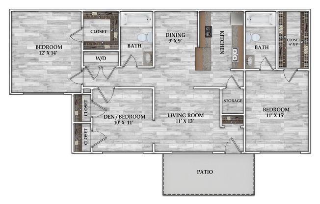 3 beds, 2 baths, 1,250 sqft, $1,152, Unit 244