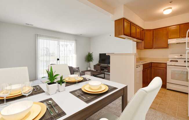 Aster Layout Dining Area with Kitchen View at The Harbours Apartments, 48038