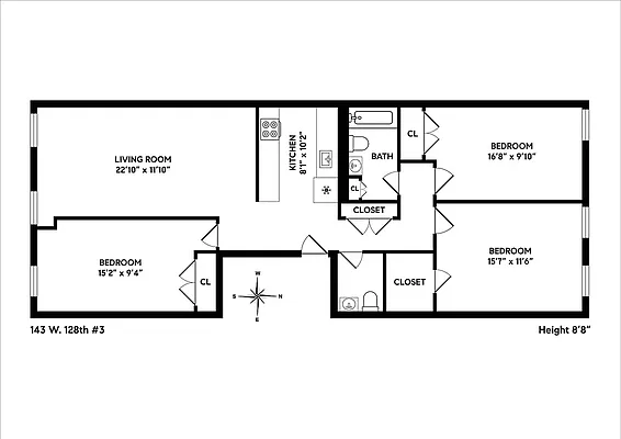 3 beds, 1.5 baths, 1,200 sqft, $3,500, Unit 4