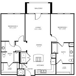 2 beds, 2 baths, 1,172 sqft, $1,830