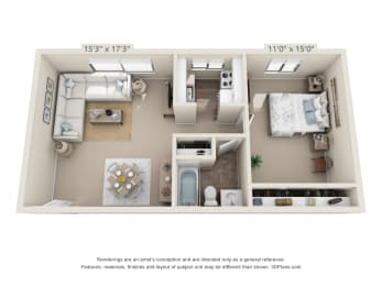 1 bed, 1 bath, 572 sqft, $1,060