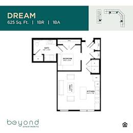 Studio, 1 bath, 625 sqft, $1,483