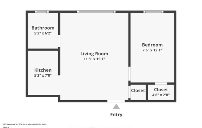 1 bed, 1 bath, 344 sqft, $825, Unit 233-205