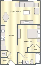 1 bed, 1 bath, 641 sqft, $1,496