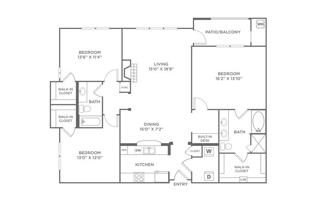 2 beds, 2 baths, 1,527 sqft, $2,834