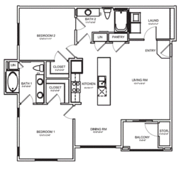 2 beds, 2 baths, 1,189 sqft, $1,804