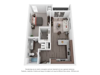 1 bed, 1 bath, 743 sqft, $1,845