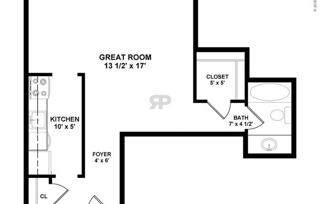 Studio, 1 bath, 420 sqft, $1,133