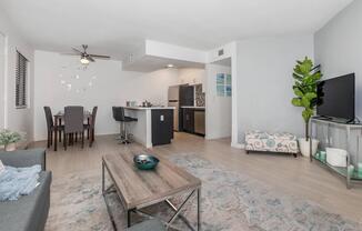 a living room filled with furniture and a flat screen tv