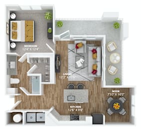 1 bed, 1 bath, 837 sqft, $1,955