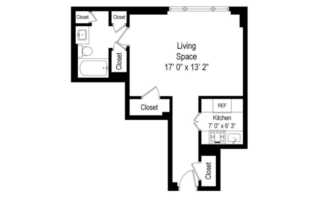 1 bed, 1 bath, 480 sqft, $3,000, Unit 12A