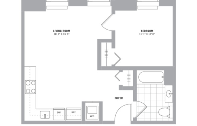 1 bed, 1 bath, 605 sqft, $2,375, Unit 210-905
