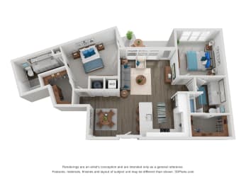 2 beds, 2 baths, 1,253 sqft, $3,155