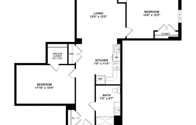 2 beds, 1 bath, 1,063 sqft, $1,857