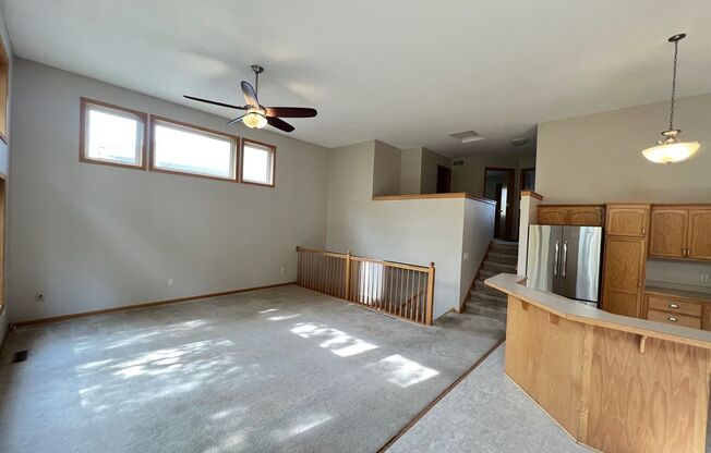 Large End Unit Townhome Available Mid April, 2BR + Office, Vaulted Ceilings, 3 Bath, Family Room